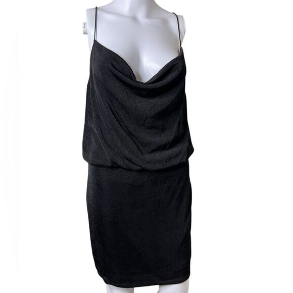 Almost Famous Overlapping slinky little black dress size large - Picture 1 of 3